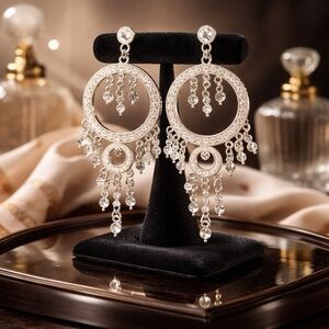 Elegant Silver Chandelier Earrings